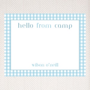 Descarga digital Notas de campamento editables, Tarjetas de notas de campamento, Cartas del campamento, Hola del campamento, Una nota del campamento, Papelería del campamento, Blue Gingham