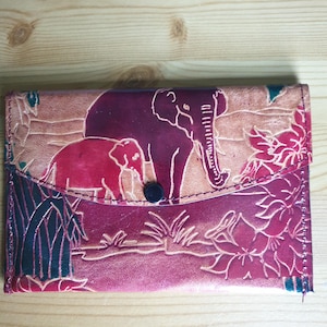 Vintage Leather Elphant Purse Wallet
