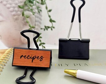 Wood Covered Soft Grip XL Binder Clip by Ariell Forrest - Available in Red or Black
