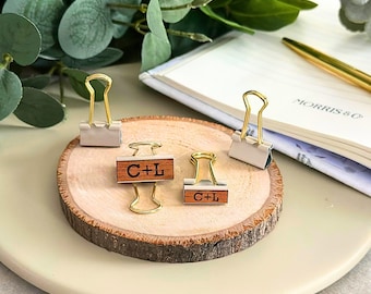 Ornate Floral Wood Covered and Engraved Binder Clip by Ariell Forrest
