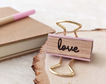 Light Pink Wood Covered Binder Clip Set by Ariell Forrest