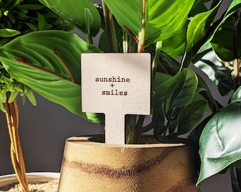 Sunshine + Smiles Wood Plant Marker van Ariell Forrest