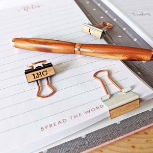 Rose Gold and Wood Covered Small Binder Clip Set by Ariell Forrest | Available in White, Black and Gray