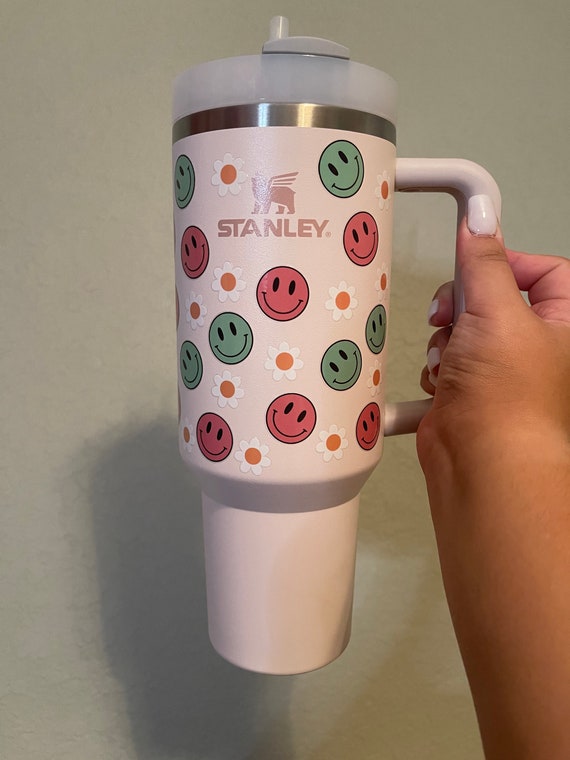 Custom Stanley Tumbler, Stanley Cup, 40oz Stanley, Trending Smiley