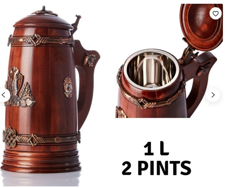 Oak Wood Pint Beer Stein Tankard Pints Handmade Wooden Beer Etsy