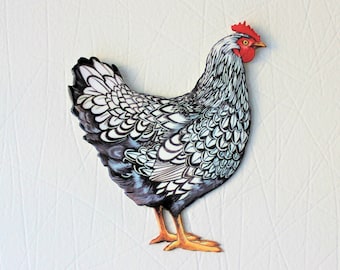 POULE GRISE décoration murale en métal intérieure ou extérieure