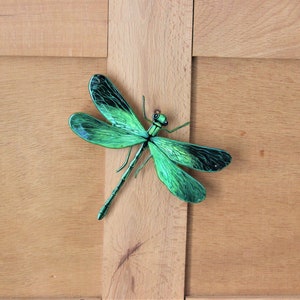 Green DRAGONFLY or damselfly indoor or outdoor metal wall decoration