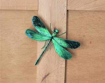 Green DRAGONFLY or young lady indoor or outdoor metal wall decoration