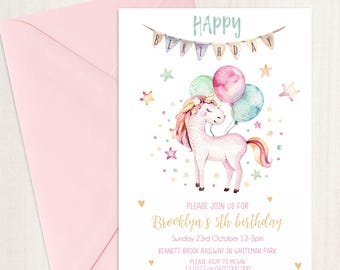 Custom Unicorn Birthday Invitation (Digital File)
