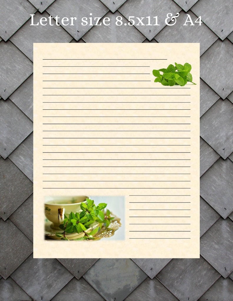 Printable English Tea Lined Stationery, Sizes 8.5x11 and A4/instant ...