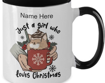 クリスマスコーヒーマグ、ホットココアマグ、パーソナライズされたクリスマスマグ、クリスマスが大好きな女の子、クリスマスプレゼント、