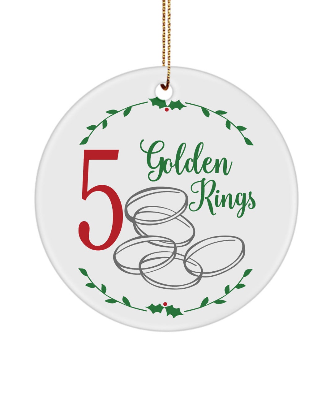 5 Golden Rings Christmas Ornament, 12 Days of Christmas Gift - Etsy UK