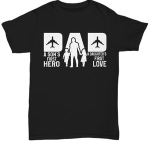 Pilot dad gift, gift for pilot dad, black t - shirt, gift for pilot, aviation gifts, fathers day gift. fathers day gift idea for pilot