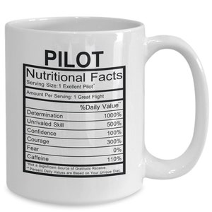 Pilot Geschenke, Geschenk für Pilot Geschenk Tasse, Pilot Nährwerte, Luftfahrt Geschenke, lustige Kaffeetasse für Pilot, Geschenk für sie, Geschenk für ihn,