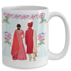 Hindoe huwelijksgeschenk, Aziatische huwelijksgeschenken, cadeau voor Aziatische bruiloft, Aziatische huwelijksgeschenk mok, Hindoe huwelijksgeschenk, Punjabi huwelijksgeschenk,