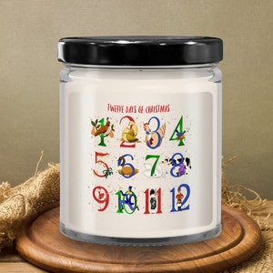 12 days of christmas candle, gift candle christmas gift candle, christmas gift idea