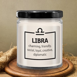 Libra gifts, zodiac candle, libra astrology candle, libra traits candle, novelty candle, libra gift candle