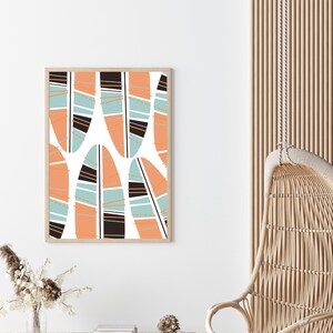 Minimalist Botanical Digital Download ,Banana Leaves,Mid century Boho Wall Art, Instant Download,Tropical leaves,Abstract Art