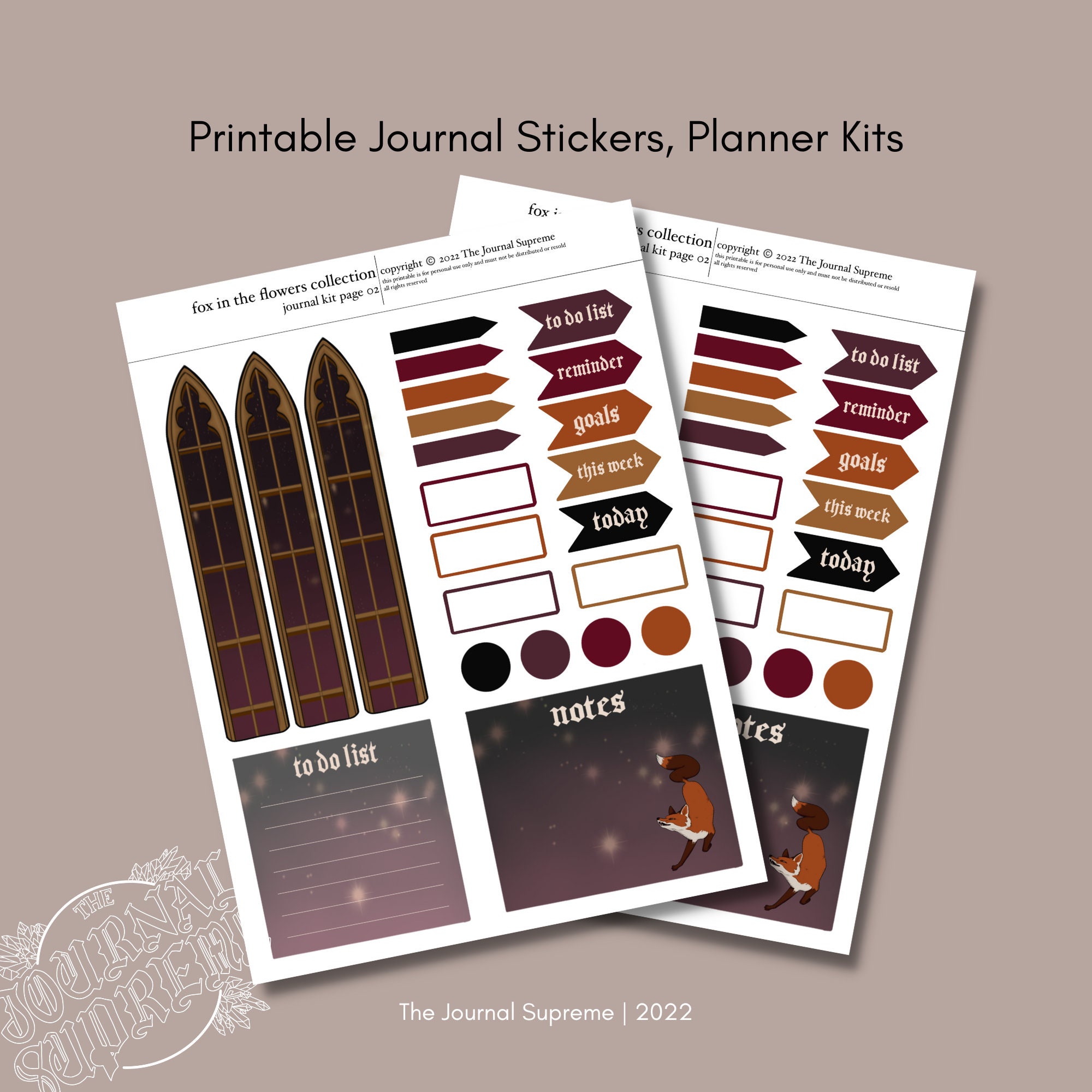 Printable Digital Stickers for Planner, Gothic Dark Autumn - Etsy