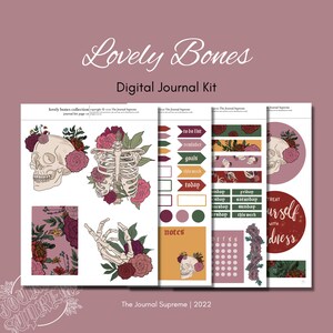 Printable Digital Stickers for Planner, Skulls and Flowers