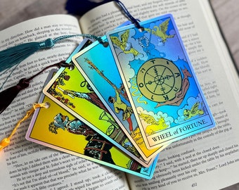 Intuitively Chosen Holographic Tarot Card Bookmark with mini reading, Popular Gifts for readers, Trending Book Accessories, Reading Supplies
