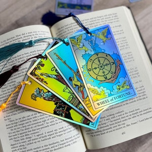 Intuitively Chosen Holographic Tarot Card Bookmark with mini reading, Popular Gifts for readers, Trending Book Accessories, Reading Supplies