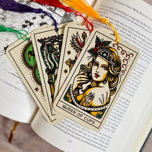 Intuitively Chosen Tarot Card Bookmark with tassel and mini reading, cute book mark