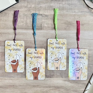 Don’t F*ck With My Energy Bookmark, Laminated with tassel and holographic add-on options, Gifts for Reader, Unique Bookmarks, Book Lover