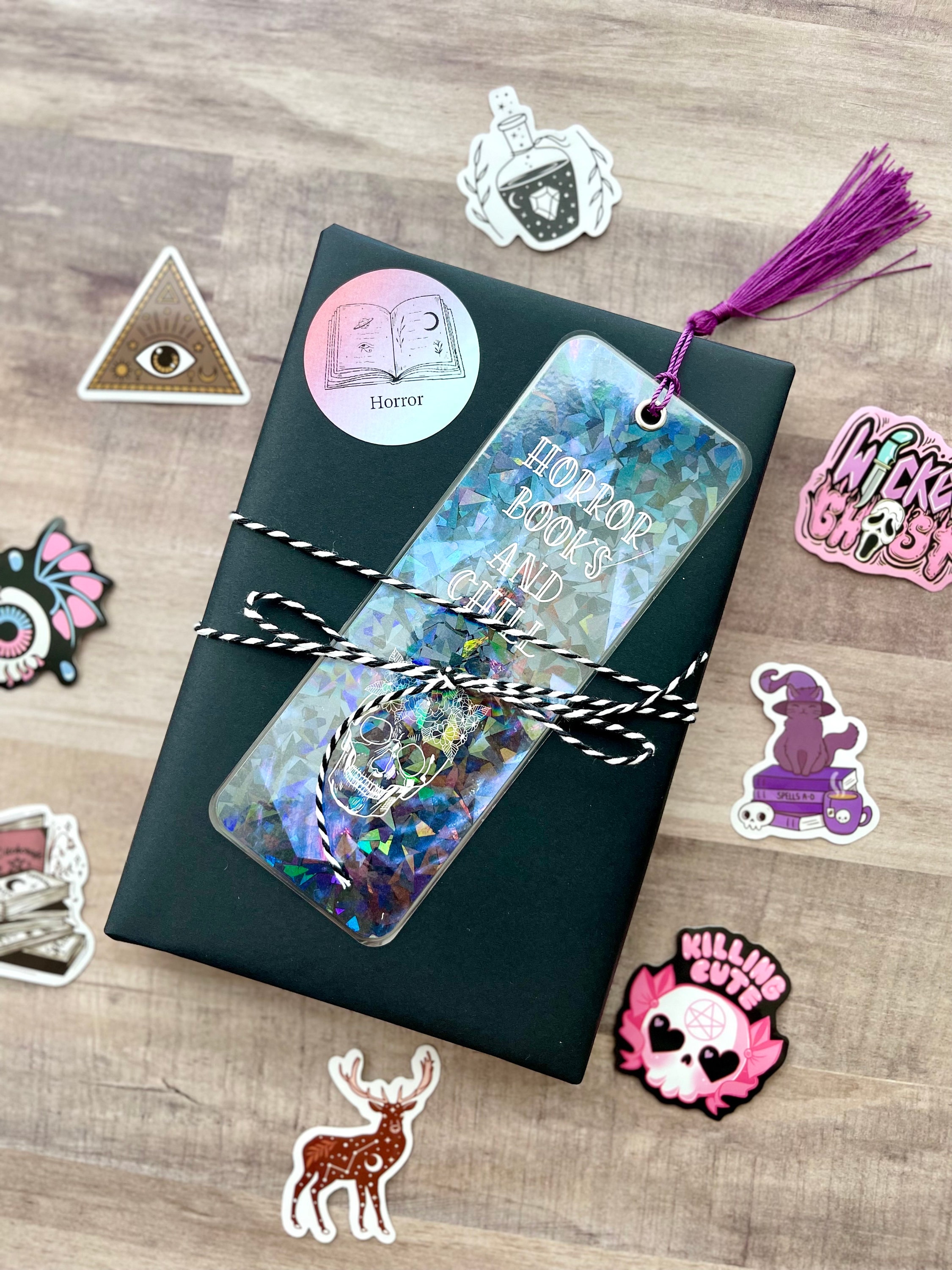 NEW Condition Horror Blind Date with a Book, Gift for Book Lovers and Readers, Bookish Box, Mystery Book with Bookmark and Stickers