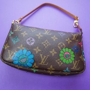 Louis Vuitton Vintage Customized Hand Painted Poppy Flower Deauville Handbag  at 1stDibs