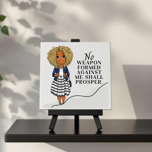 Christian Encouragement  - "No weapon formed against me shall prosper." Ceramic Quote Tile, Encouragement Gift for Friend of Faith