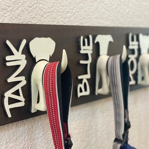 Custom Dog Leash Hanger for Wall, Personalized Dog Leash Holder, Personalized Dog Breed, Laser Cut Sign, Customized New Puppy Leash Holder image 1