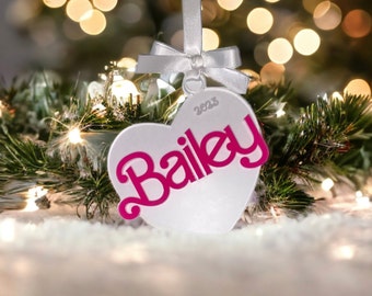Christmas 2025 Personalized Ornament for Girl, Ornament , Dolly Ornament, Retro Ornament for Girl, Pink Ornament, Popular Ornament for Girl