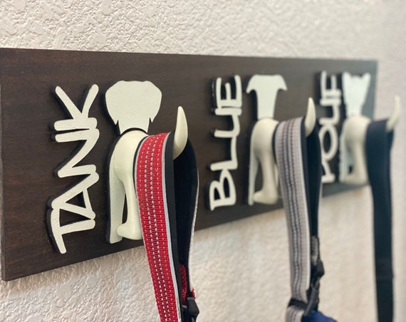 Custom Dog Leash Hanger for Wall, Personalized Dog Leash Holder, Personalized Dog Breed, Laser Cut Sign, Customized New Puppy Leash Holder