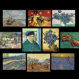 Pegatinas de vinilo de Vincent Van Gogh, papel brillante resistente al agua, juego de diez (juego n.º 3)
