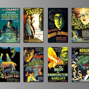 Classic Vintage Horror Movie Posters .Magnets. Eight Different Choices. (Set Nº 2)