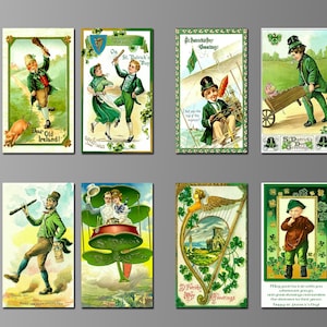 vintage de la Saint-Patrick Irlande magnets pour réfrigérateur. Huit choix différents. (Série n° 2) Erin Go Braugh. Culture irlandaise
