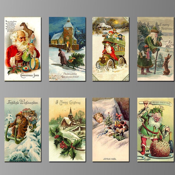 Vintage Christmas Refrigerator Magnets. Eight Different Choices. (Set Nº 1) . Noël, Yule, Weihnachten, Holiday, Santa