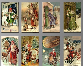 Vintage Christmas Refrigerator Magnets. Eight Different Choices. (Set Nº 8) . Noël, Yule, Weihnachten, Holiday, Santa