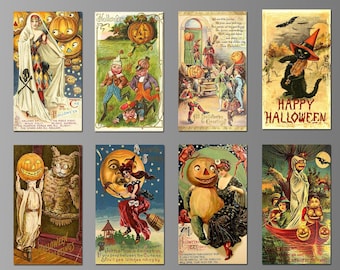 Imanes vintage de Halloween para el refrigerador. Ocho opciones diferentes. (Set n.° 1)