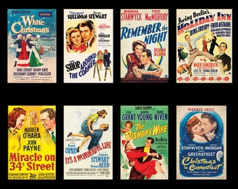 Classic Christmas Movie Posters from the 1940s on Magnets.  Eight Different Choices. (Set Nº 1)