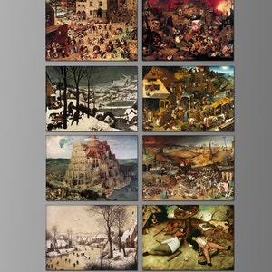 Pieter Bruegel, the Elder, Refrigerator Magnets. Eight Different Choices. (Set Nº 1)
