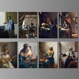 Ímãs de geladeira Johannes Vermeer. Oito escolhas diferentes. (Conjunto Nº 2)