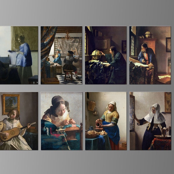 Johannes Vermeer Refrigerator Magnets. Eight Different Choices. (Set Nº 2)