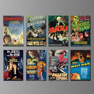 Classic Vintage Horror Movie Posters .Magnets. Eight Different Choices. (Set Nº 1)
