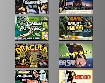 Classic Vintage Horror Movie Posters / Lobby Cards on Refrigerator Magnets. Eight Different Choices. (Set Nº 7)