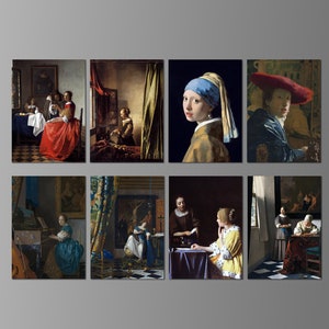 Ímãs de geladeira Johannes Vermeer. Oito escolhas diferentes. (Conjunto Nº 1)