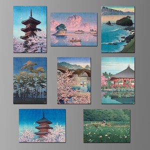 Hasui Kawase Refrigerator Magnets. Spring. Japanese Art. Eight Different Choices. (Set Nº 2)