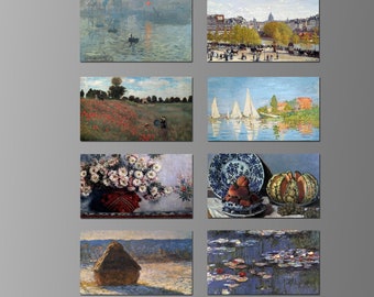 Aimants pour réfrigérateur Claude Monet. Huit choix différents. (Set Nº 2)