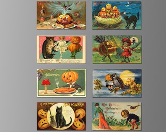 Vintage Halloween Refrigerator Magnets. Eight Different Choices. (Set Nº 5)